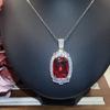 Heavy Industry High-End Artificial Ruby Pendant Large Necklace Fashion Exaggerated Temperamental Royal Sapphire Colored Gems Jewelry for Women