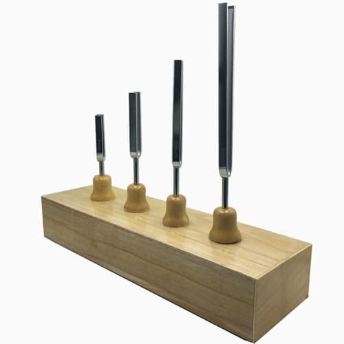 Chsy Accurate Frequency 256Hz 320Hz 384Hz 512Hz Musical Tuning Fork Set, Musical Flat Fork Measuring Gauge with Hammer, Durable and Easy To Use