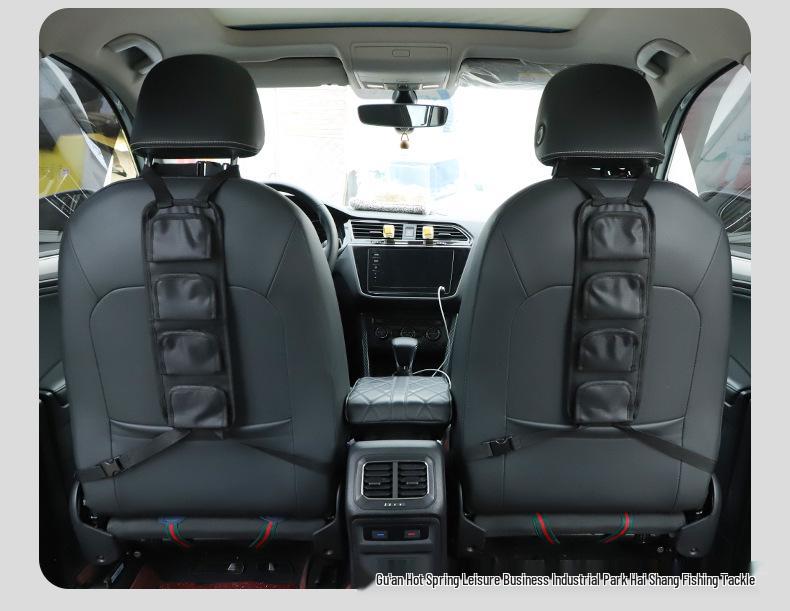 Car Rear Seat Fishing Rod Rack: Adjustable Magic Tape Straps for Storage and Fixing