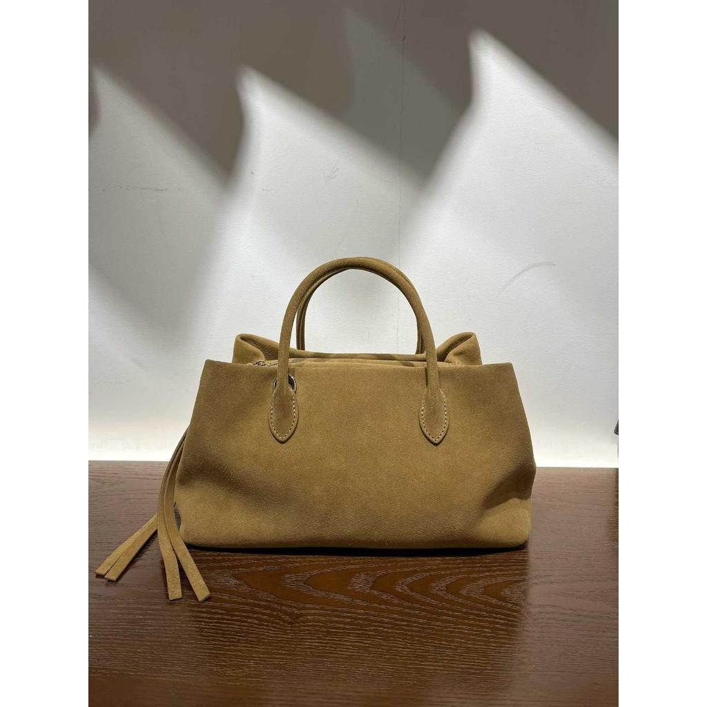 2025 Autumn and Winter Large Capacity Tote Bag Suede Leather Tote Women's Bag Minimalist Shoulder Underarm Cowhide Handbag