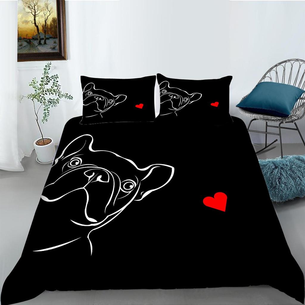 3D Printed Dog Bedding, Animal Down Duvet Cover, Pillowcase 2/3pc, Men's Kid Teens Cover Gift, King Queen Bed, All Sizes