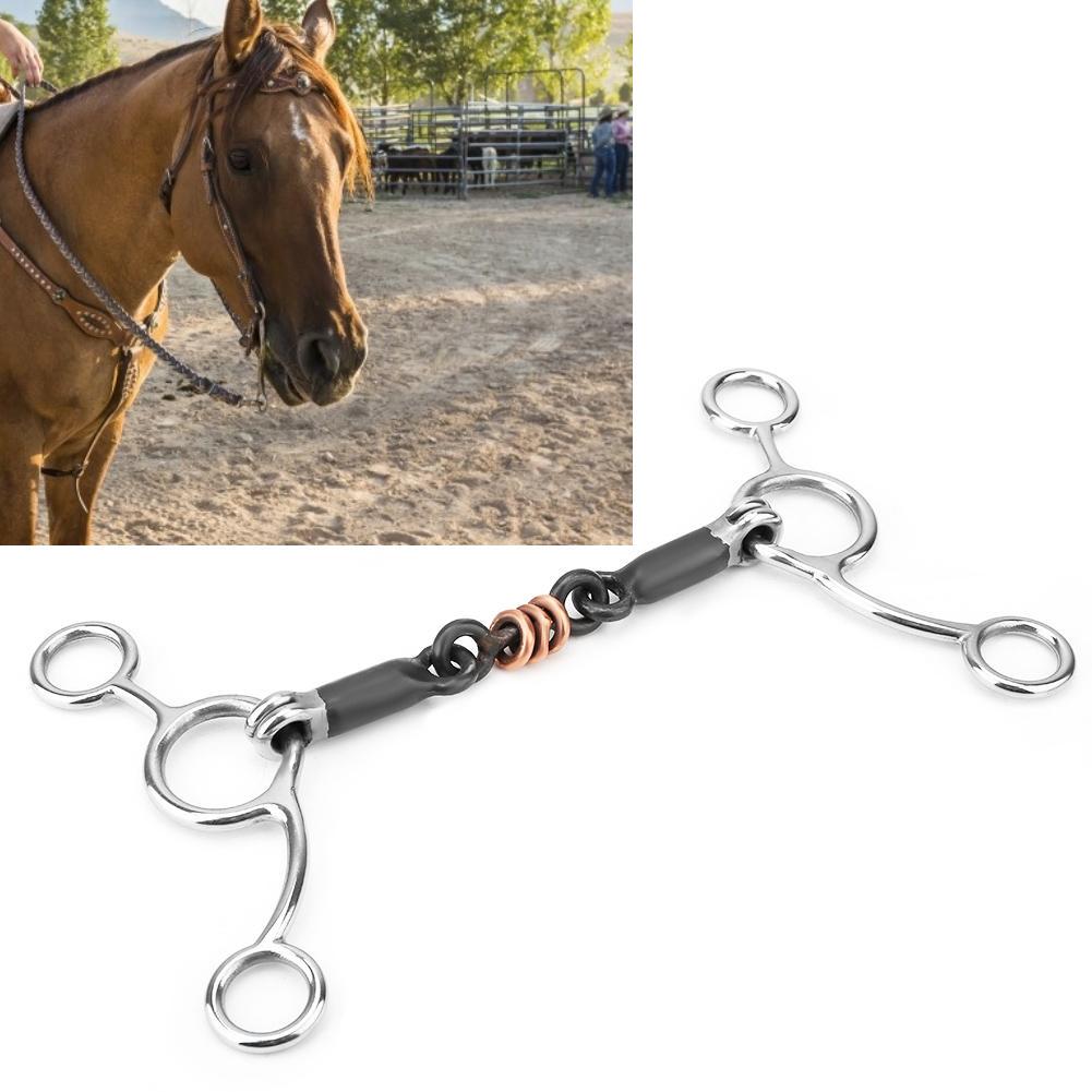 Buy Horse Chew Stainless Steel Gag Bit With Black Steel Mouth at