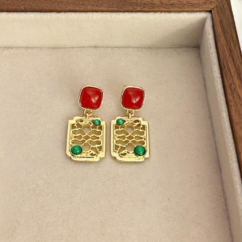 

Модный дизайн, красные квадратные полые геометрические личности, серьги-джокеры, женские