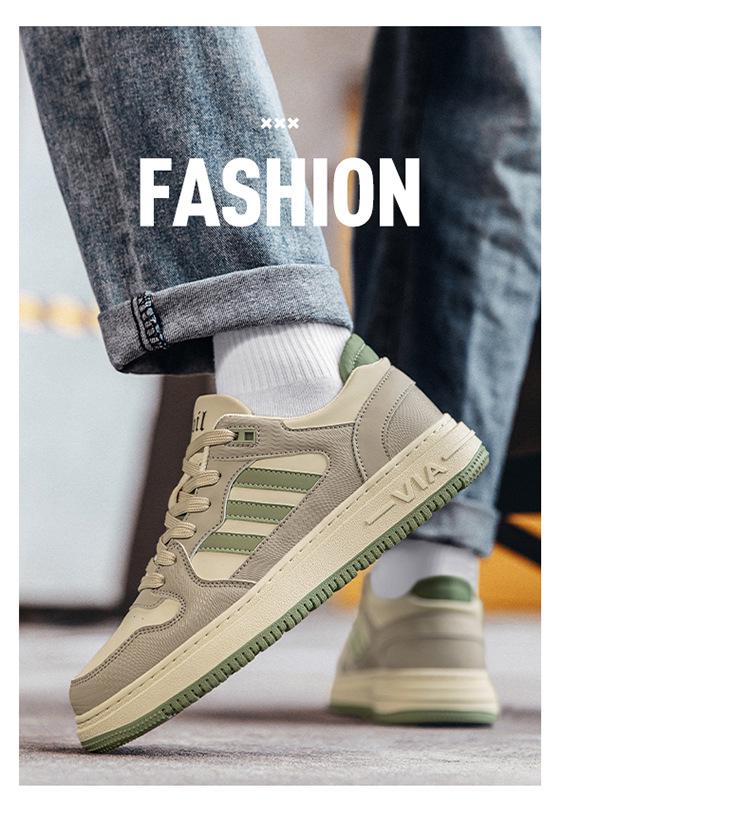 2023 Übergröße Herren-Sneakers: Echtes Leder im Hongkong-Stil, Weißes Sportschuhe mit dicker Sohle für Frühling/Sommer