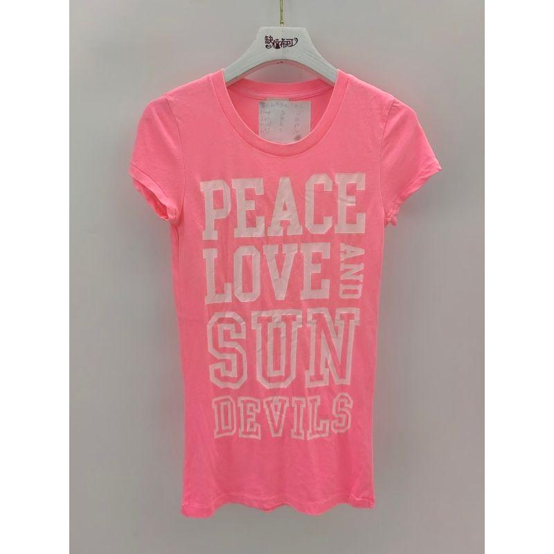 

Экспорт Летняя одежда Новая футболка с надписью Розовая Тонкая Девушка Короткий рукав Молодежная Очень Розовый Сказочный Розовый Изъян Рисовая футболка Pink S