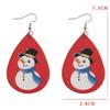 Red Bottom Christmas Snowman Hat & Scarf Pattern Leather Earrings - Unique, Simple Design for Women