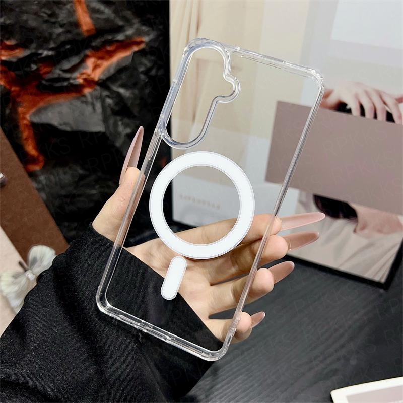 Magnetic Acrylic Case For S26 S25 S24 S23 S22 S21 FE Plus Ultra A57 A37 A17 A56 A36 A26 A16 A07 A55 A35 A15 For Magsafe Cover