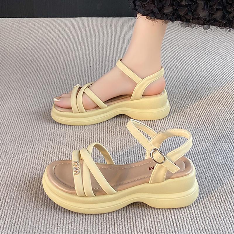 Mode CRLAYDK Damen Sandalen Mode Komfort Plateau Damen Verstellbarer Riemen Schuhe Sommer Spazieren Gehen Lässig Strand Schick Pantoletten