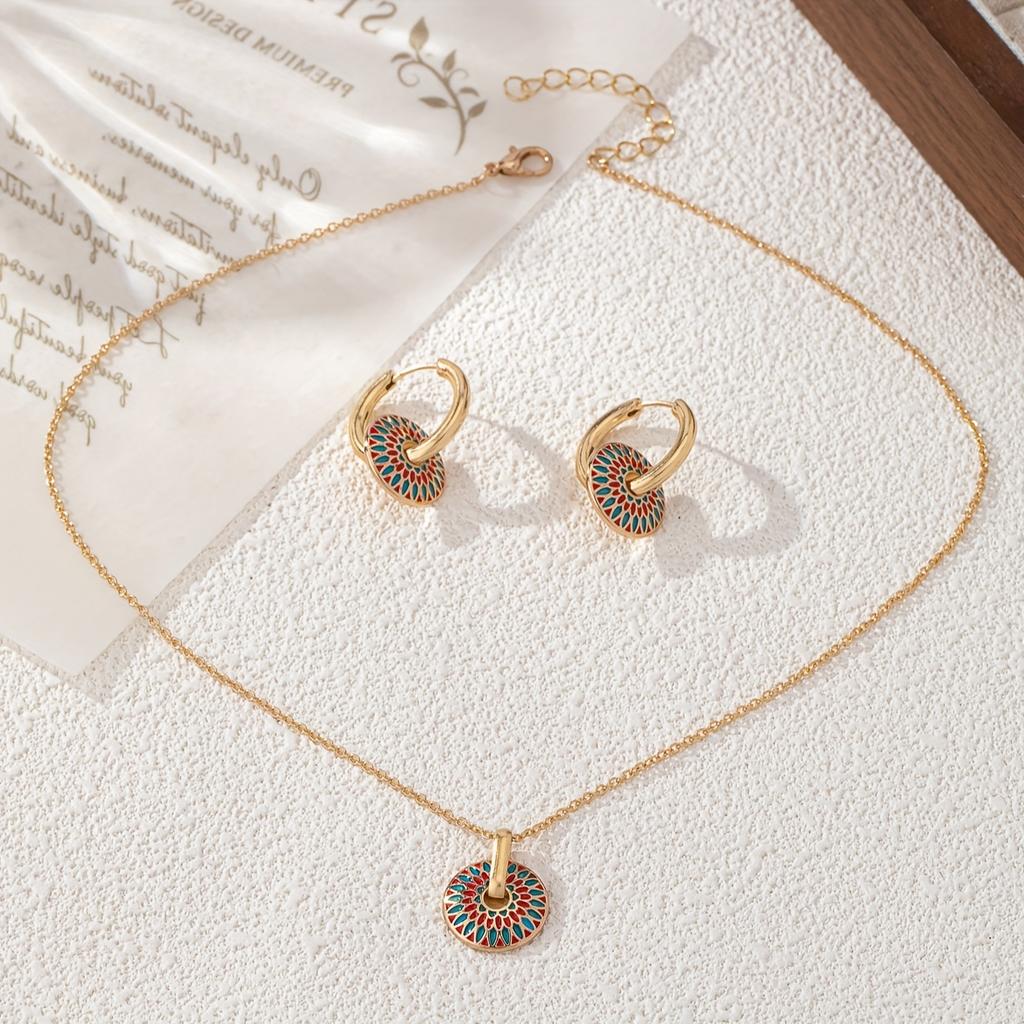 Fashionable and elegant hand-painted floral pattern simple and exquisite design women's jewelry set