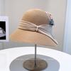 Zart und elegant Hepburn-Stil Perlgarn gefaltet Fischerhut Damen Sommer Outdoor Urlaub Sonnenschutz Strandhut