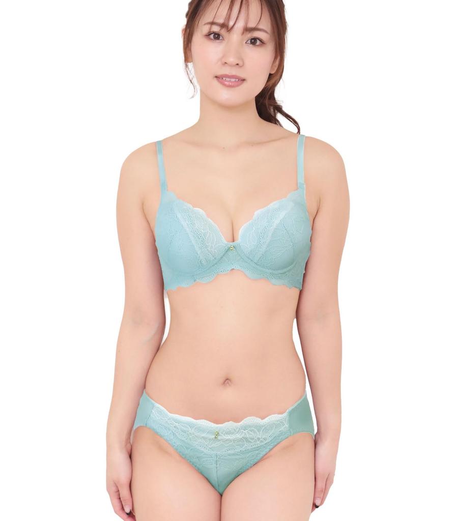 Laurea Acoa Coa Mint B75 Bra and Panty Floral Embroidered Lace Women's Set,