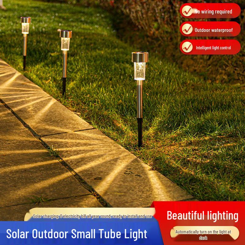 Solar Stainless Steel Mini Lawn Light – Outdoor Villa Courtyard Night Decoration with Ground Insert