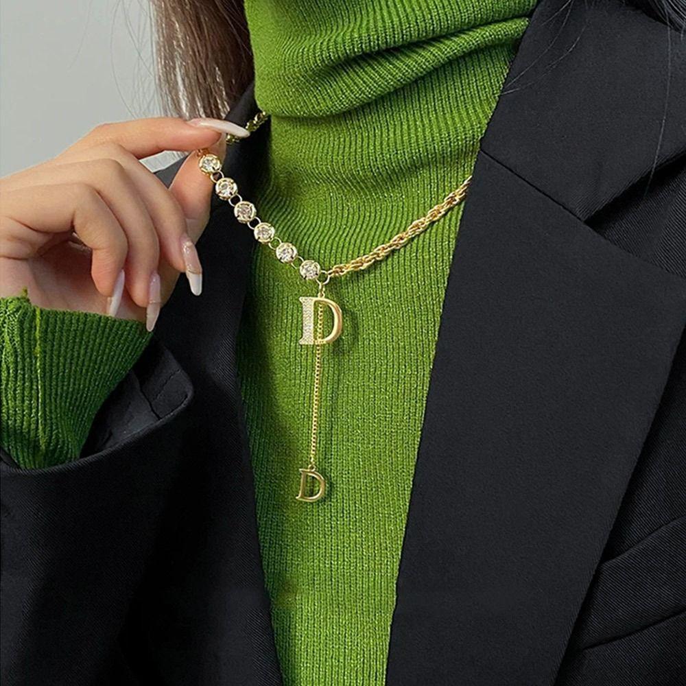 Zircon Necklace Design Sense Collar Decoration Winter Clothing Pendant  Party