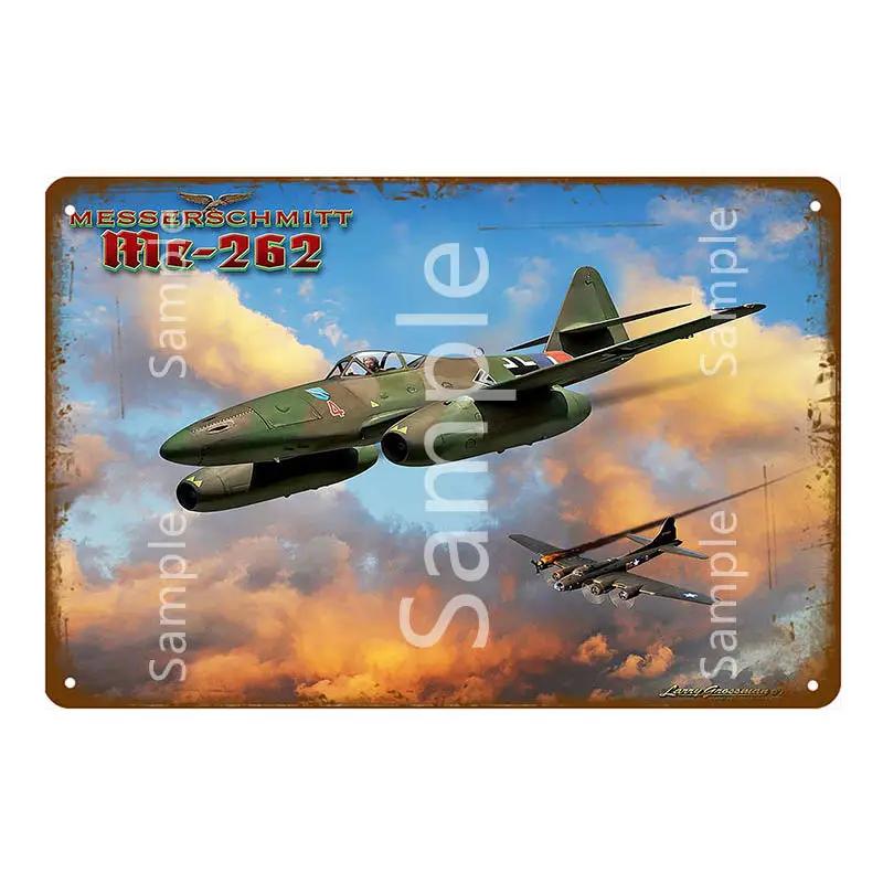 Retro Airplane Metal Signs Fighter Jet Plane Vintage Aircraft Plate Metal Plaque Painting Living Room Home Wall Decoration YL094