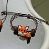 1pc Couple Fox‑Shaped Woven Jewelry Set, Necklace & Bracelet, Ideal Gift for Birthday & Anniversary