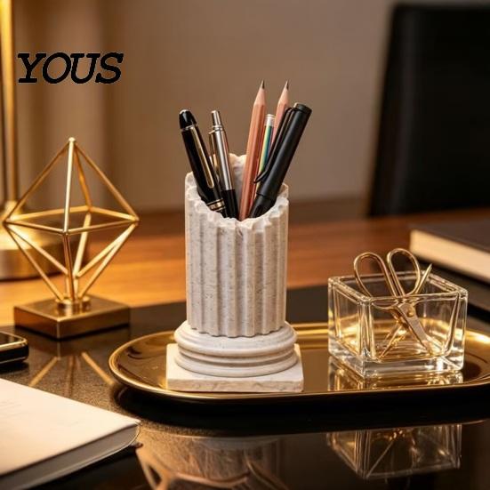 Desktop Storage Cup Vintage Roman Pillar Pen Holder, 3D Printed Column Stationery Holder Container, Decorative Pencil Organizer Box for