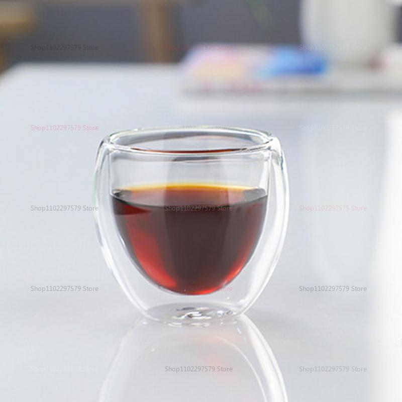 Double Layer High Borosilicate Glass Tea Cup Kung Fu Tea Set Family Office Tea Drinking Cup Elegant Clear Hot Brew Coffee Mug