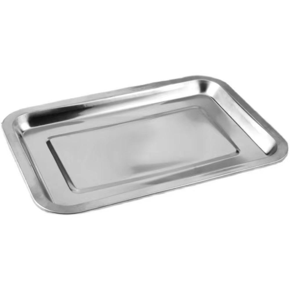 Thickened Barbecue Tray Rustproof Baking Pan Stainless Steel Rectangular Dinner Plate  Canteen
