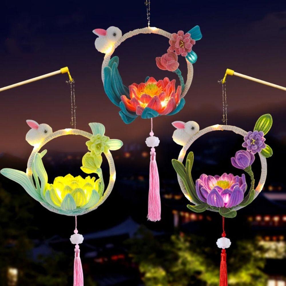 

Фонарь ручной работы на праздник середины осени, сумка из материалов для самостоятельной работы, светящийся кролик, украшение для вечеринки style5