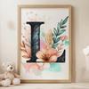 Poster Letter "L" In Floral Composition Poster Letter "L" In Floral Composition, 30X40 Cm, Dark Brown Wooden Frame, 230 Gsm Matte Paper