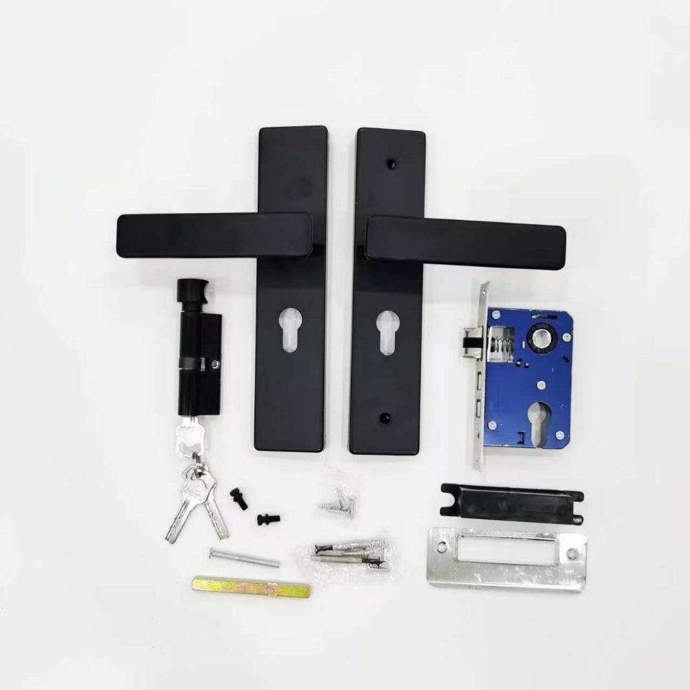 Silent Bearing Bedroom Door Lock Set With Handle For Wooden Doors, Manganese Steel Easy Install With Keys