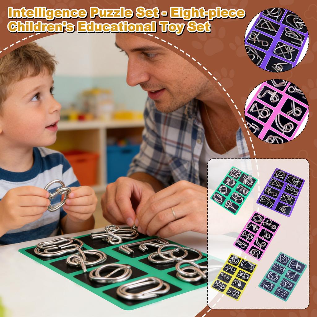 Eight-piece Puzzle Toy Set For Children, Designed To Teach Brain-teasing Puzzles And Solve Rings.