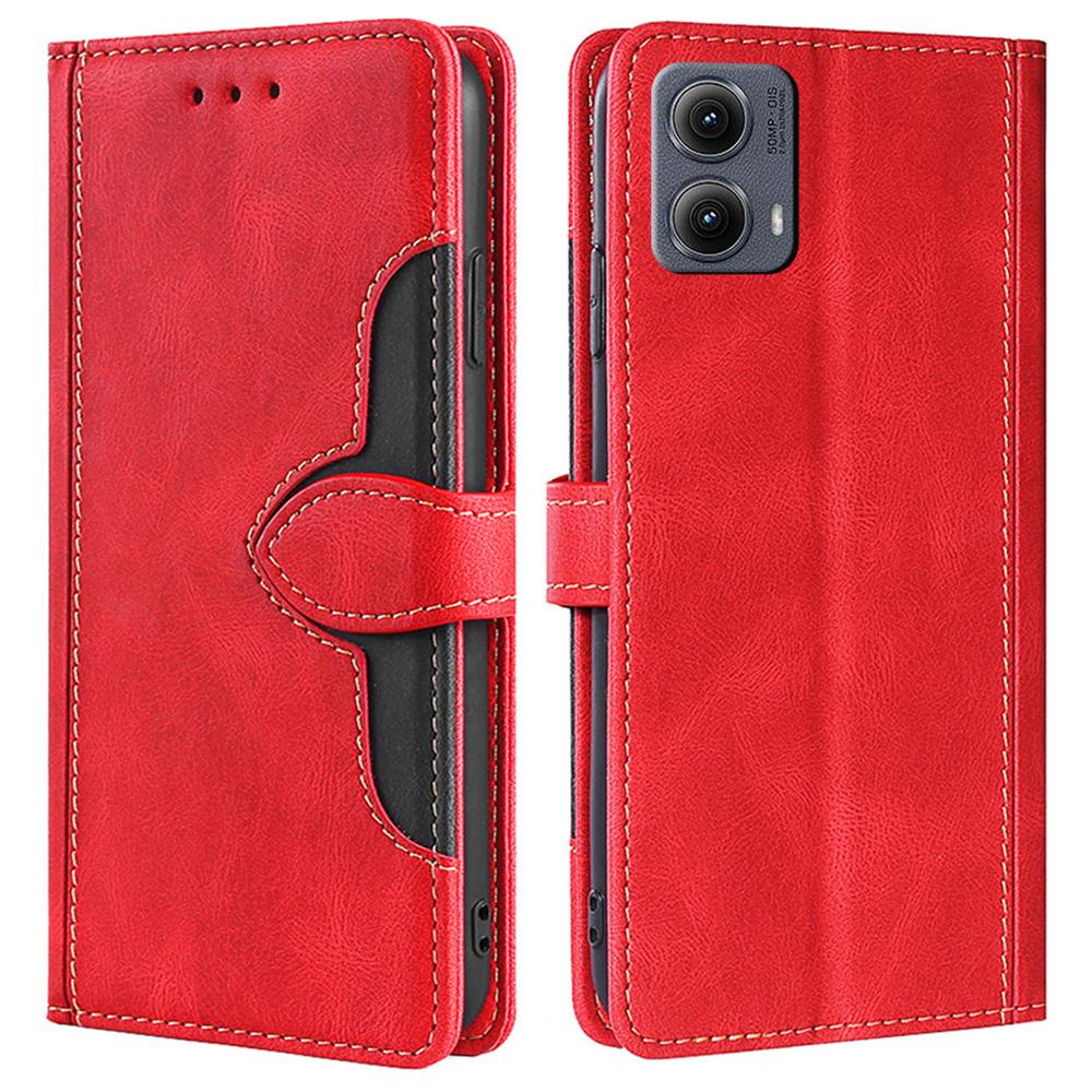 

For Motorola Edge (2024) 5G Case Leather Wallet Phone Cover with Straw Hat Magnetic Clasp B