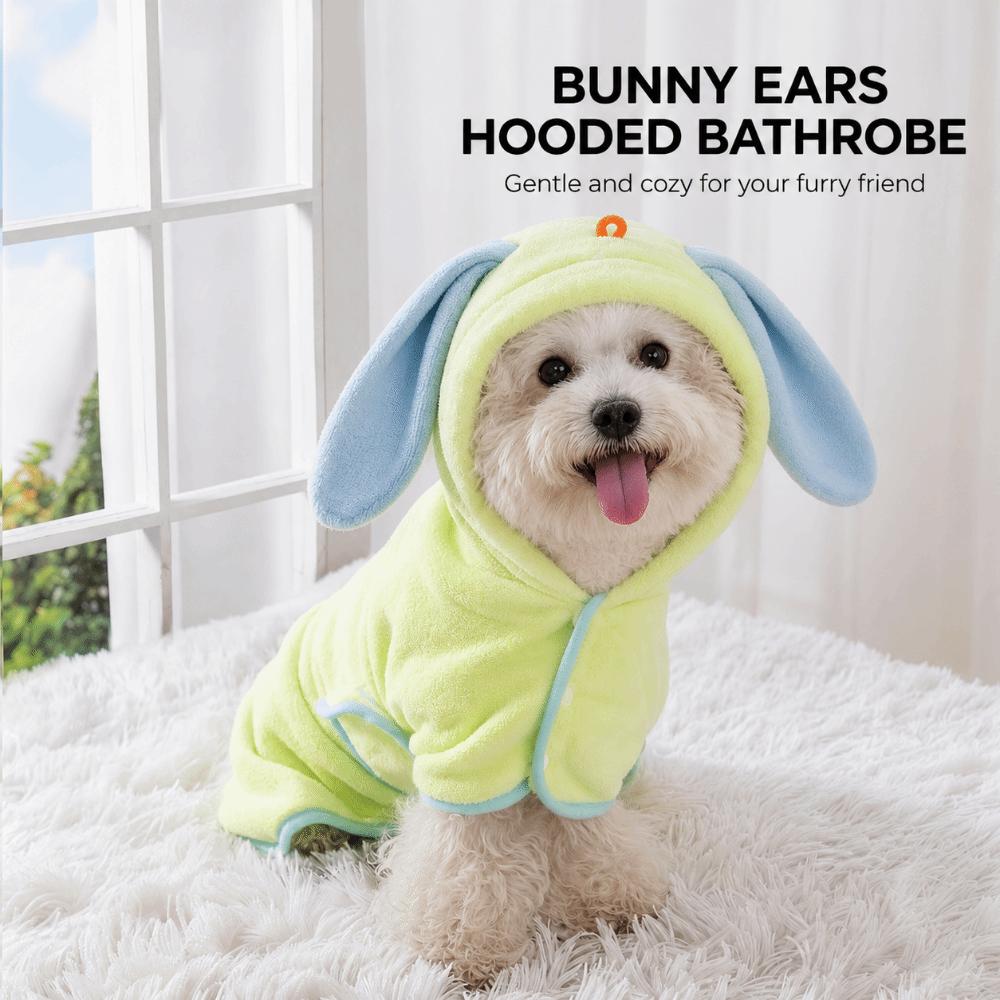Coral Fleece Dog Hooded Bathrobe Super Absorbent Absorbent Pet Towel Cute Pet Bath Towel Dog Cat