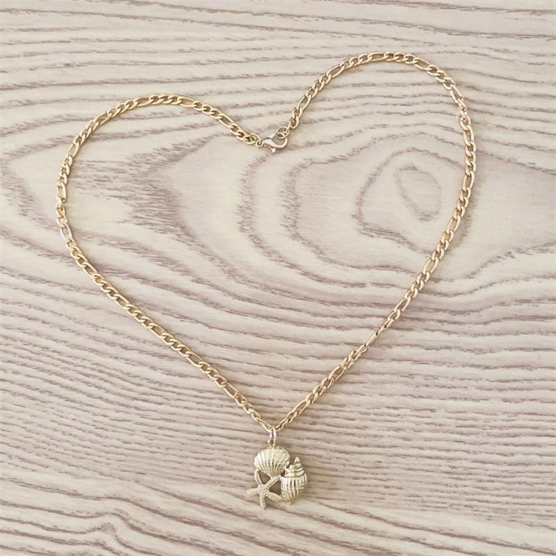 Gold and Silver Plated Necklace with Intricate Sea Shell Starfish Designs Perfect for Summer Parties and Daily Wear