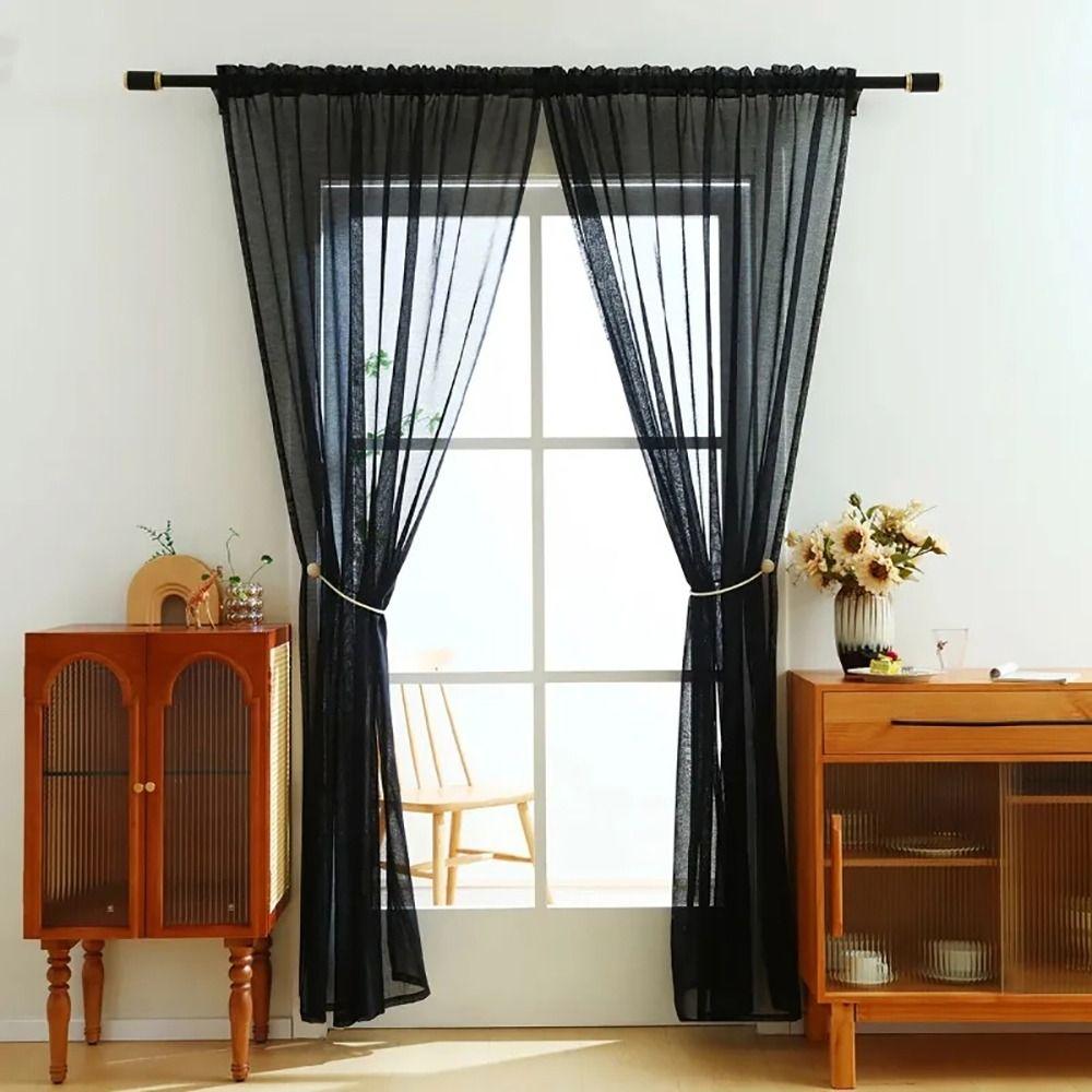 1/2 Stück Tunnelzug Voile Gardine Türvorhang Schattierungen Wohnzimmer Schlafzimmer Küche Dekoration