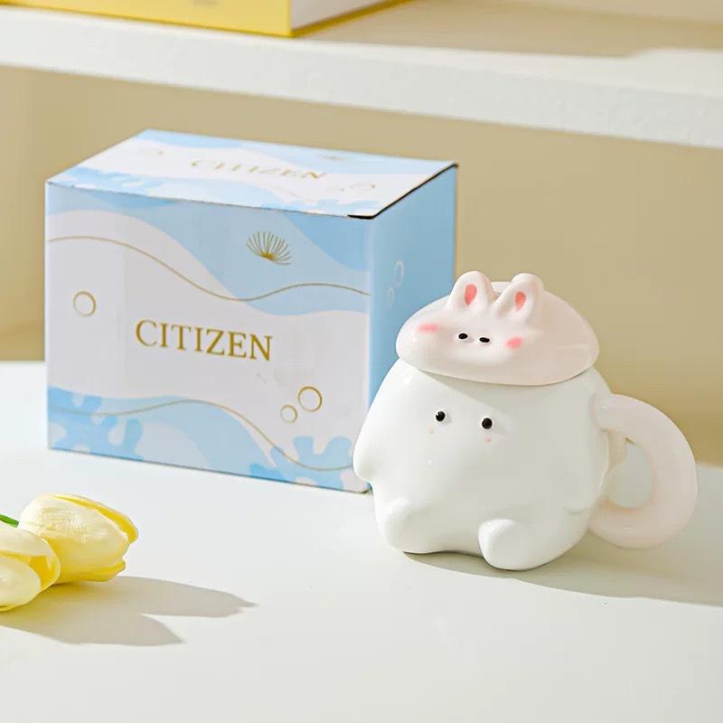 Cute cute ceramic mug birthday gift girl student souvenir couple pair cup ceramic cup with lid