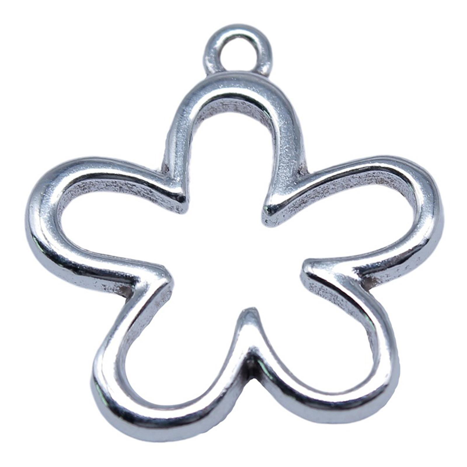 Flower Hollow Tassels Charm Pendants Antique Silver Hollow Small Flower Tags for DIY Keychain Necklace Jewelry Making 1