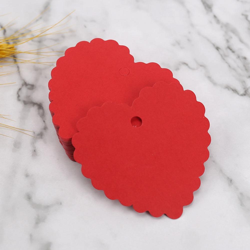 100pcs Heart Shaped Cards Valentine's Day Tags Red Hanging Decoration Gift Labels DIY Hand Gift Hanging Tag