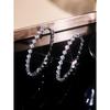 Rhinestone Paved Hoop Earrings Circle Diamond Crystal Silver Gold Two Tone Statement Party Drop Earrings for Women