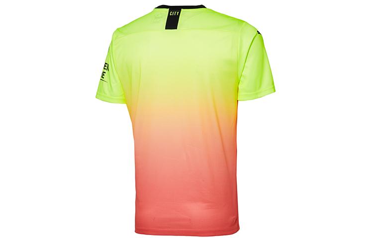 Puma Manchester City T-Shirts Herren Rosa Gelb Rundhals Mittlere Normale Passform 755594-03