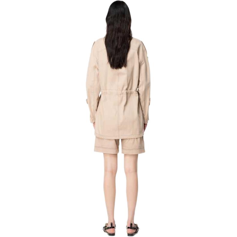 Pinko Color Block Drawstring Waist Jacket Women Jackets Beige Black 103002A1NH-CZ9