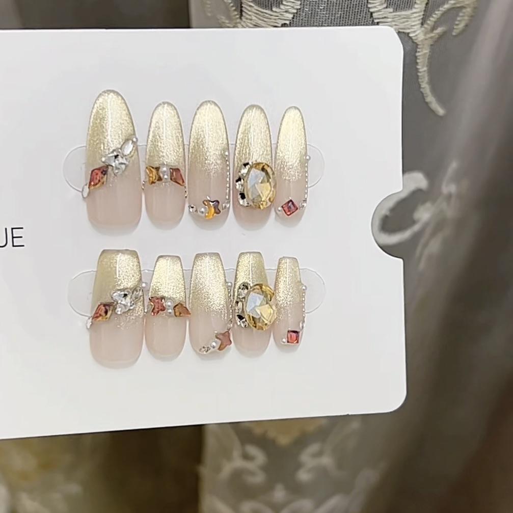 Pure Hand-made Phototherapy Wear Armor Flash Maillard Finished Product Reusable Nail Patches