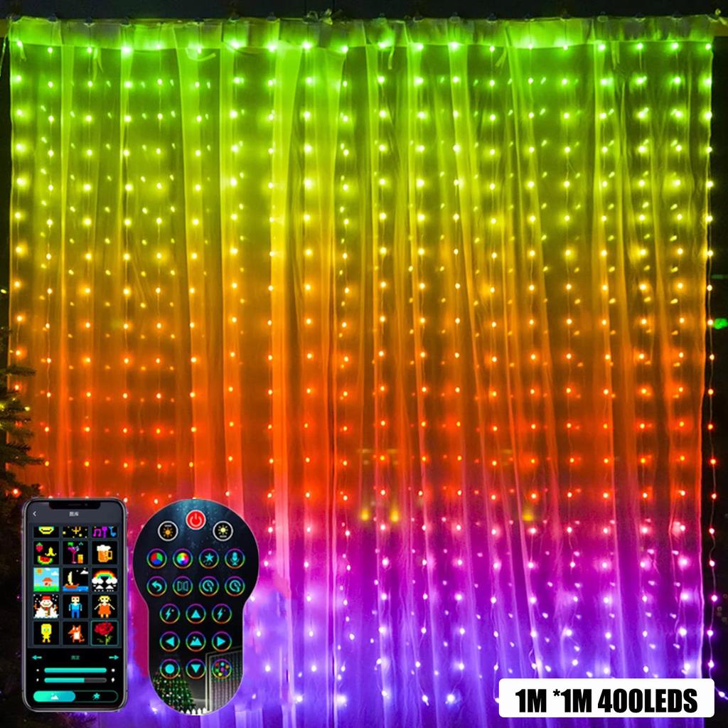 Smart Garland Curtain LED RGB Valentines Day Fairy Light DIY Pattern Dynamic For Living Room Decor Outdoor Street Light