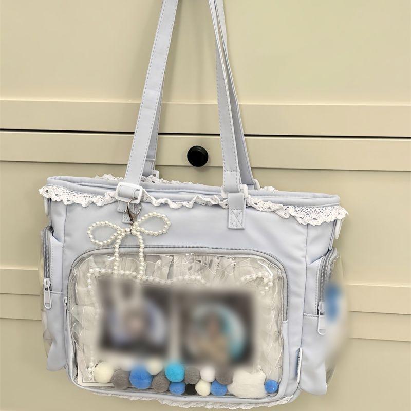 Baji Storage Bag Japanese Style Ita Bag Large Capacity Sweet Y2k Tote Bag Transparent Idol Anime Peripheral Display Package