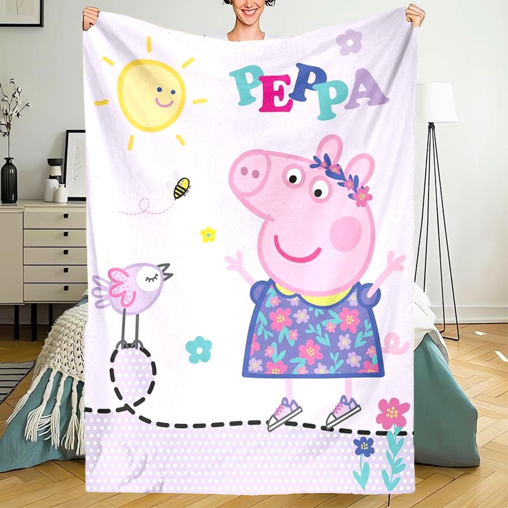 Peppa Pig Theme Printed Blanket - Perfect for Couch, Bed, Travel & Outdoor Use | Machine Washable, Cozy & Durable.