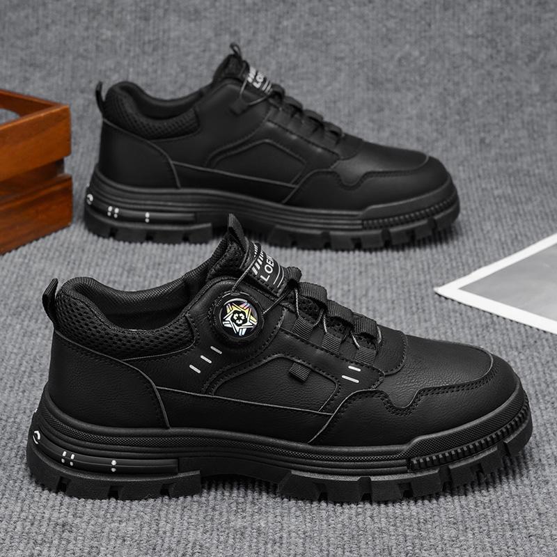 Men s Workwear Rotary Buckle Sneakers - Thick Sole Non-Slip Outdoor Shoes, Chunky Platform Walking Shoes for Men 40