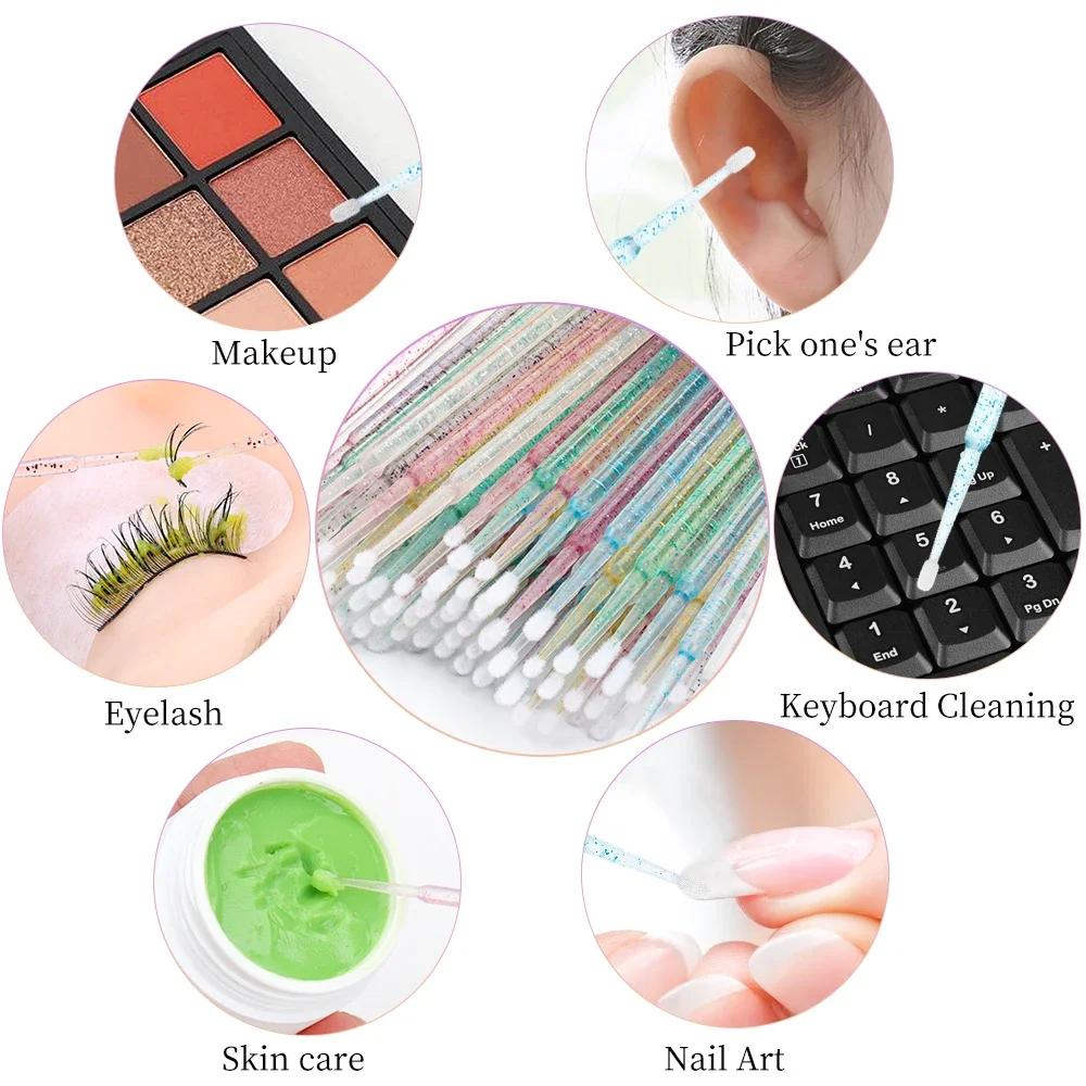 Eyelash Brush 200pcs Micro Brush Eyelash Extension Special Eyelash Removal Brush Lipline Cotton Brush for Eyelash Extension Tool