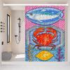 Colorful Sardine Lobster Fish Ocean Bathroom Curtain Classic Anime Fabric Shower Curtain With 12 Hooks Waterproof Bathroom Decor