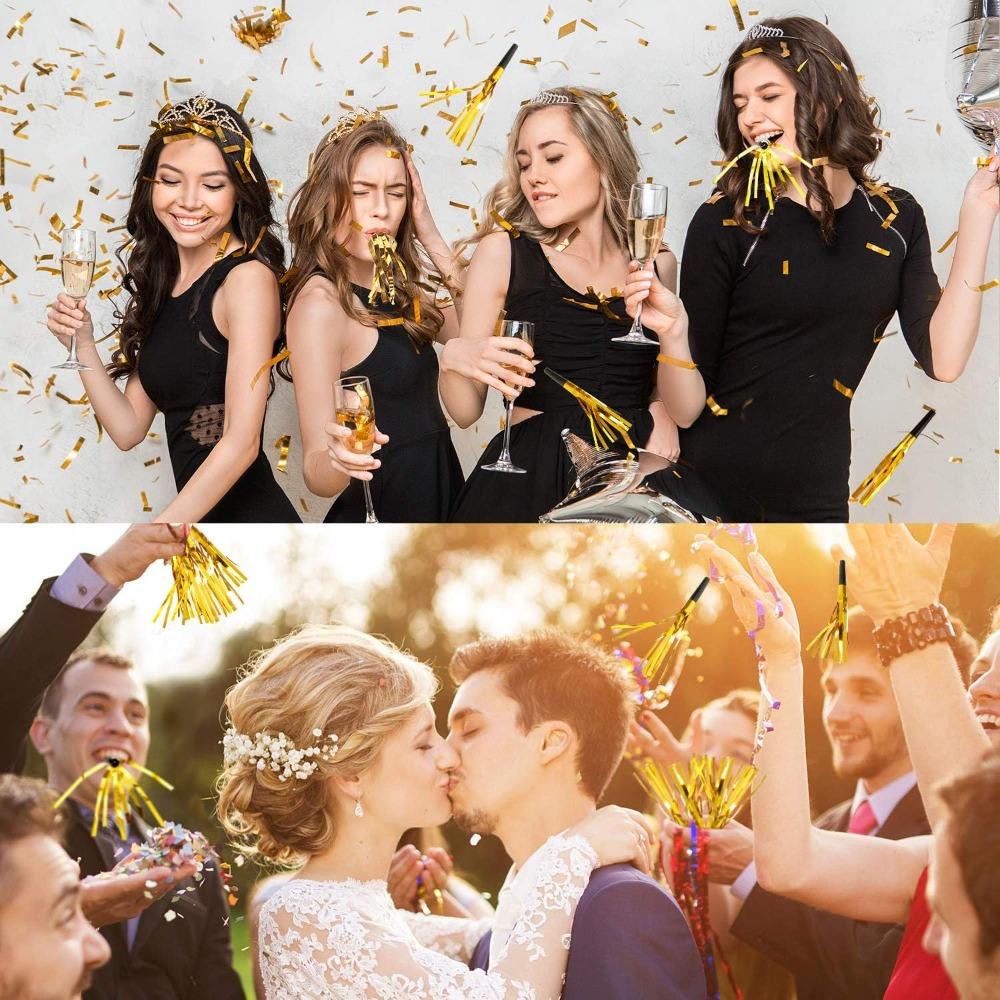 30pcs Golden Noise Makers Glitter Noise Makers Metallic Fringed Party Blowers for Adults Birthday Graduation Sporting Events Party Favor Supplies