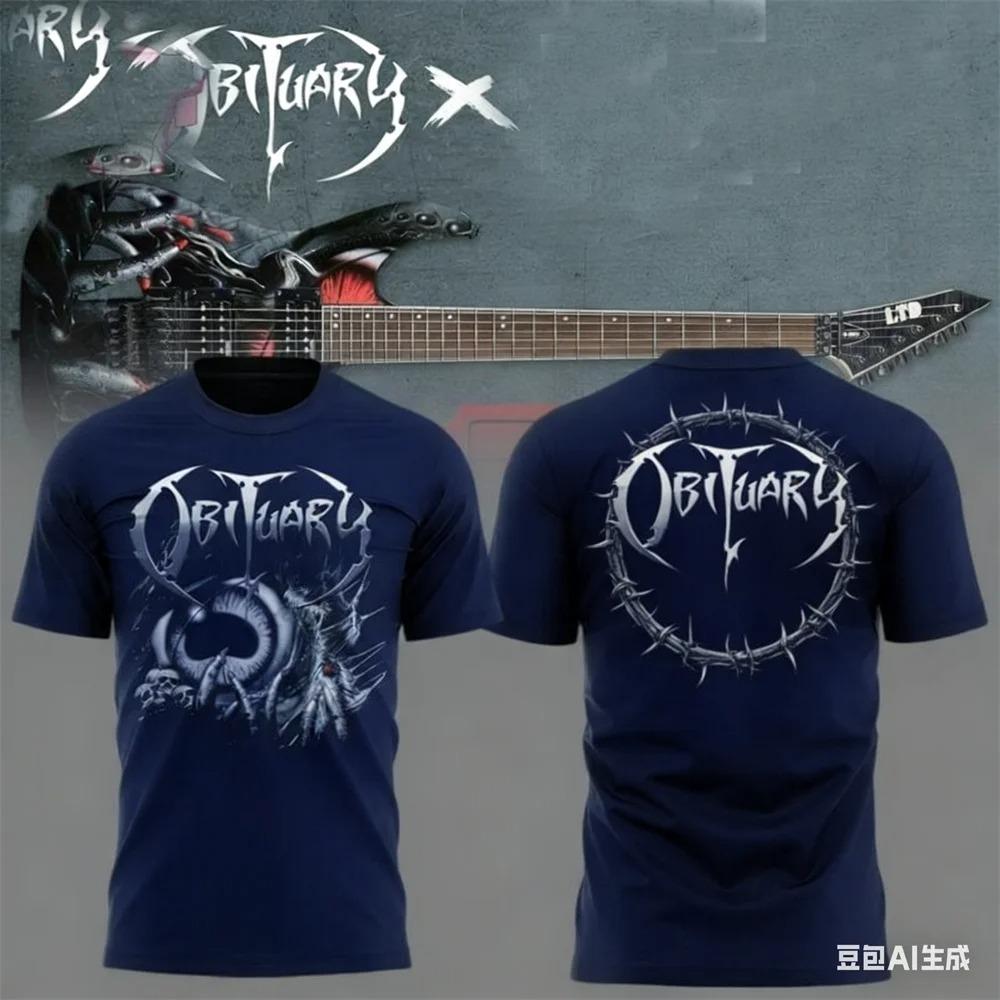 Letnia męska koszulka New Rock Obituary Zespół czaszki Nadruk Koszulka Mężczyźni Kobiety Moda Oversize Krótki rękaw Koszulka Graficzna Koszulka