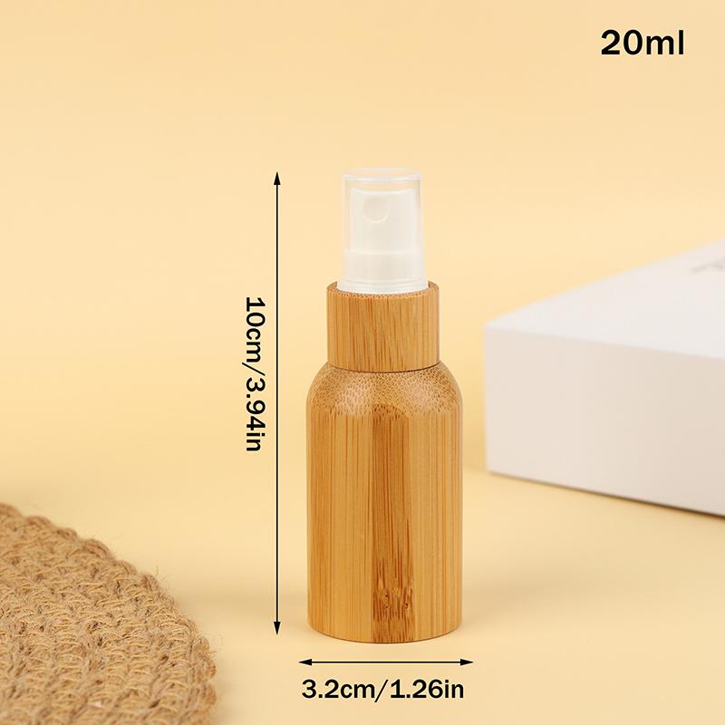 Empty 10/20/30/50/100Ml Bamboo Outer Shell Plastic Spray Bottle With Fine Mist Dispenser For Liquid Perfume Toiletries Container