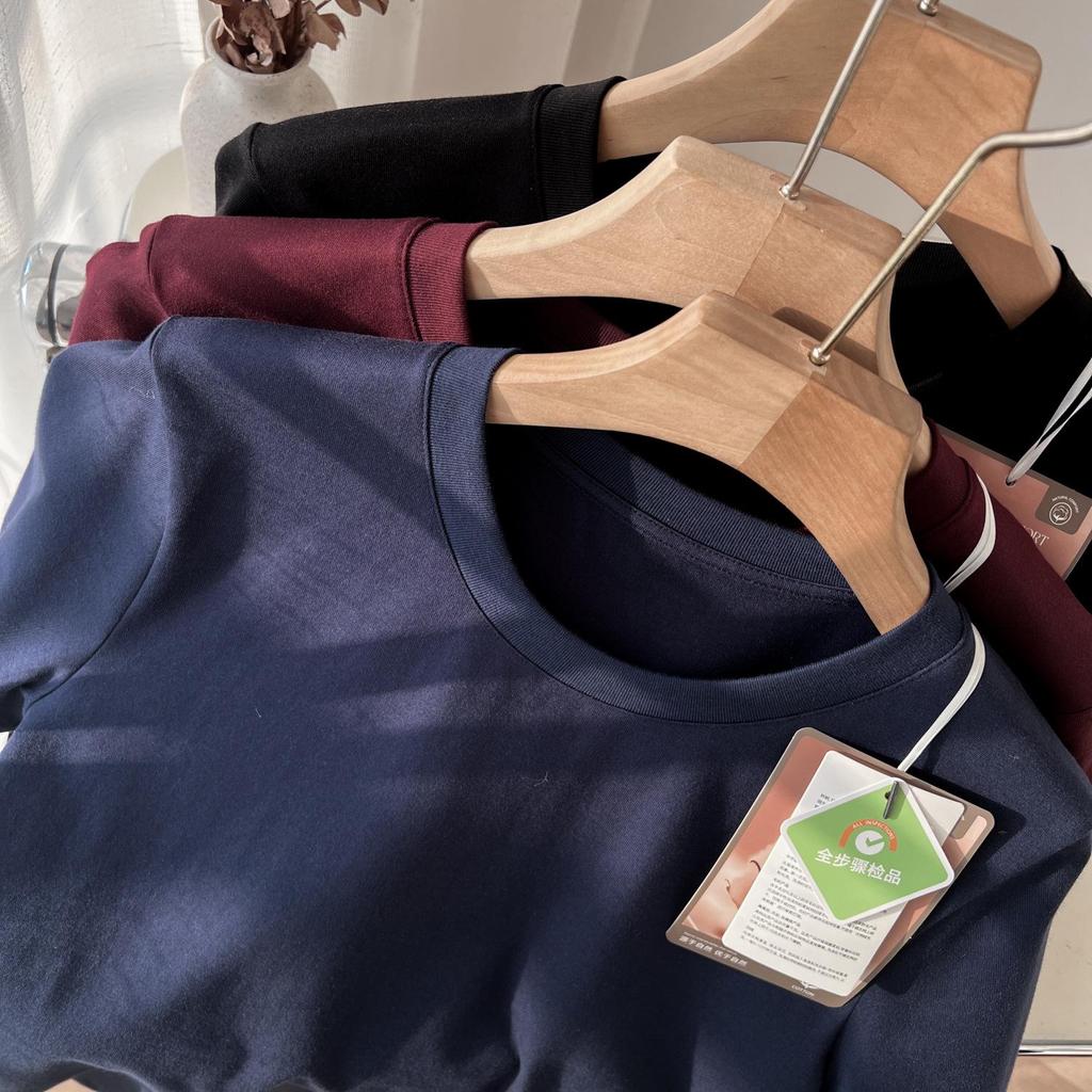 Women's Summer Loose-Fit Short Sleeve Round Neck T-Shirt - High Twist, Long-Staple Cotton, Wrinkle-Resistant.