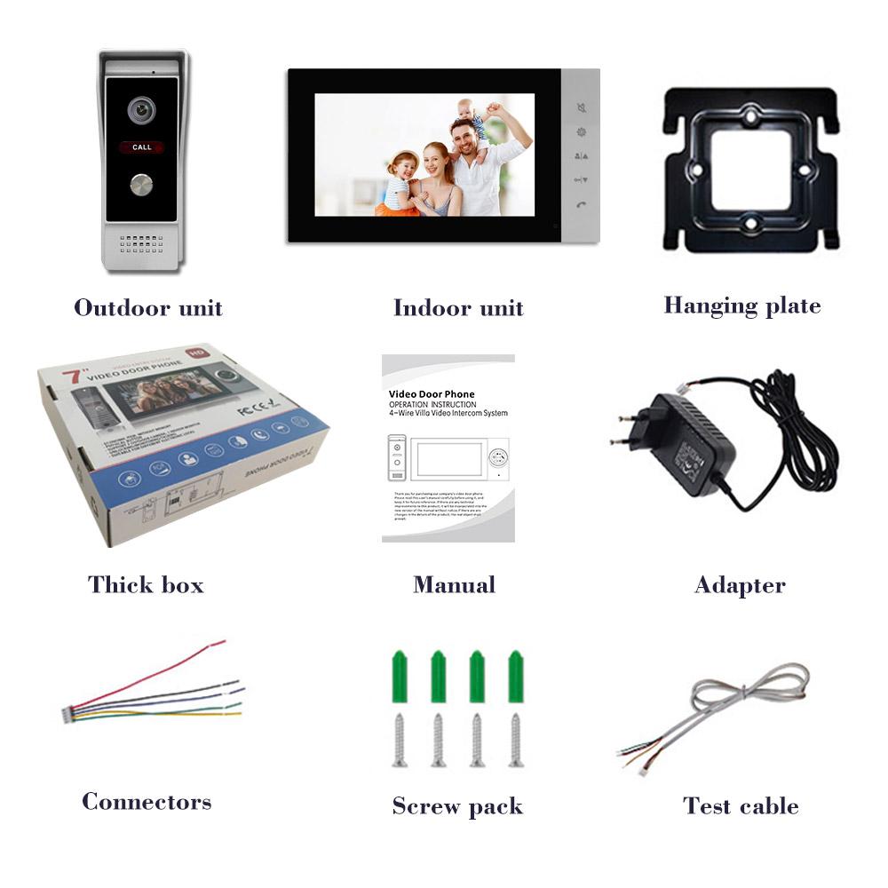 7-Inch Waterproof Home Doorbell Camera with Monitor Video Two-Way Intercom Visual Visiting Door Phones