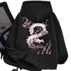 High Street Luminous Sakura Dragon Hoodie - Unisex Loose Fit Cotton Sweatshirt