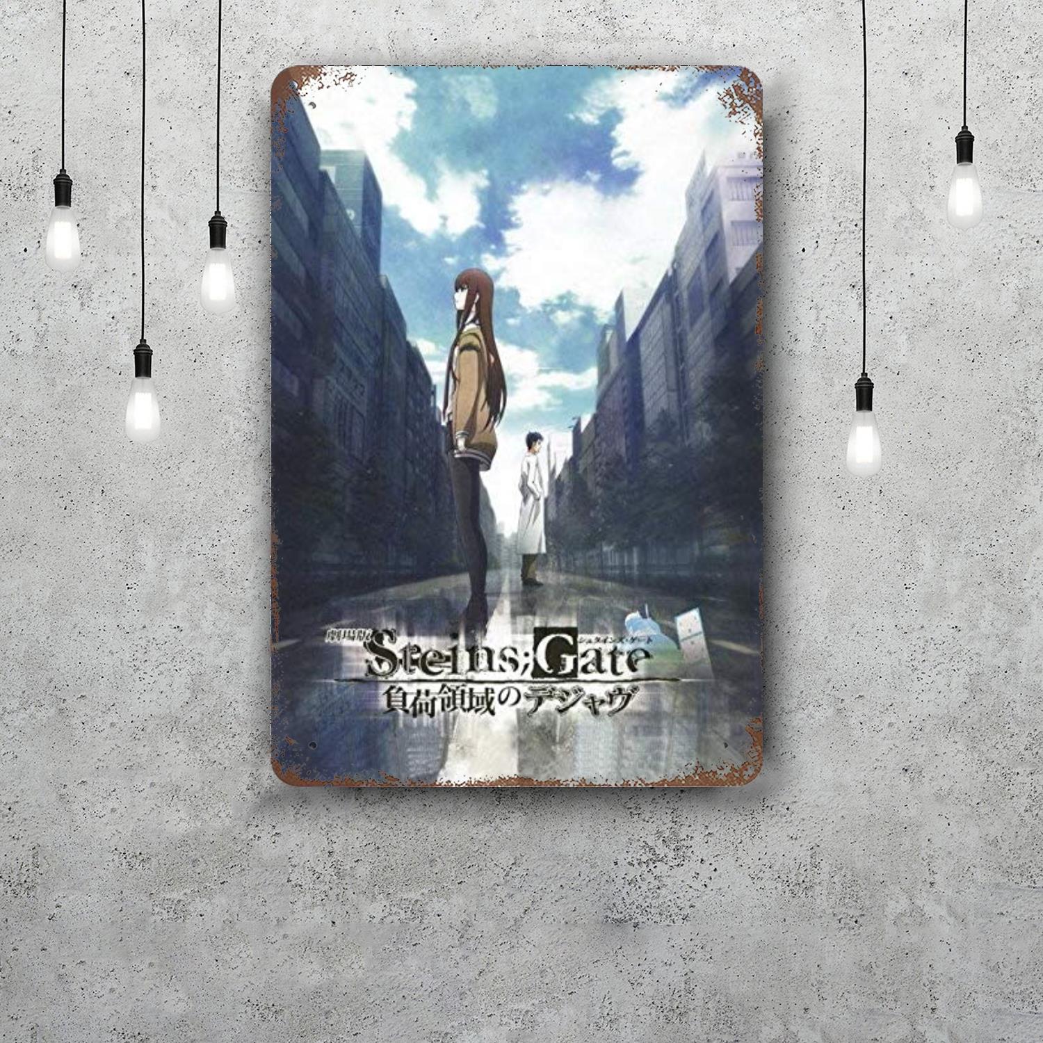 

Steins Gate Anime Funny Bar Metal Sign Retro Plaque Sign Alcohol Drinker Pub Club Man Cave Kitchen Wall Decoration 20x30cm（7.8x11.8inch）